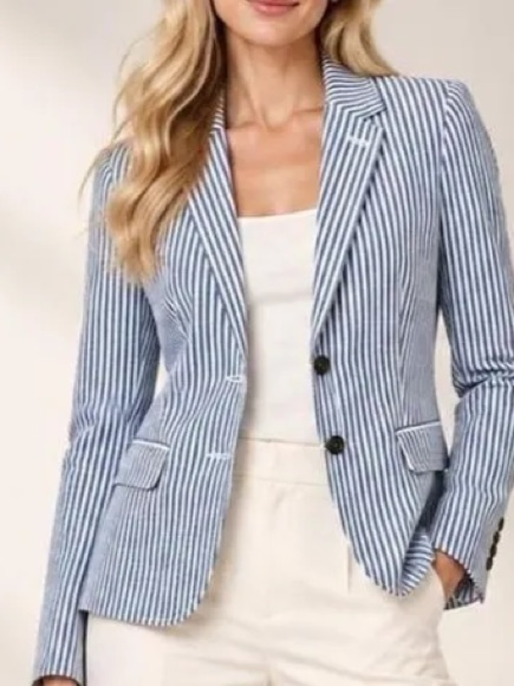 J crew.  Women's Blue and White Striped Tailored Blazer. New with tags attached